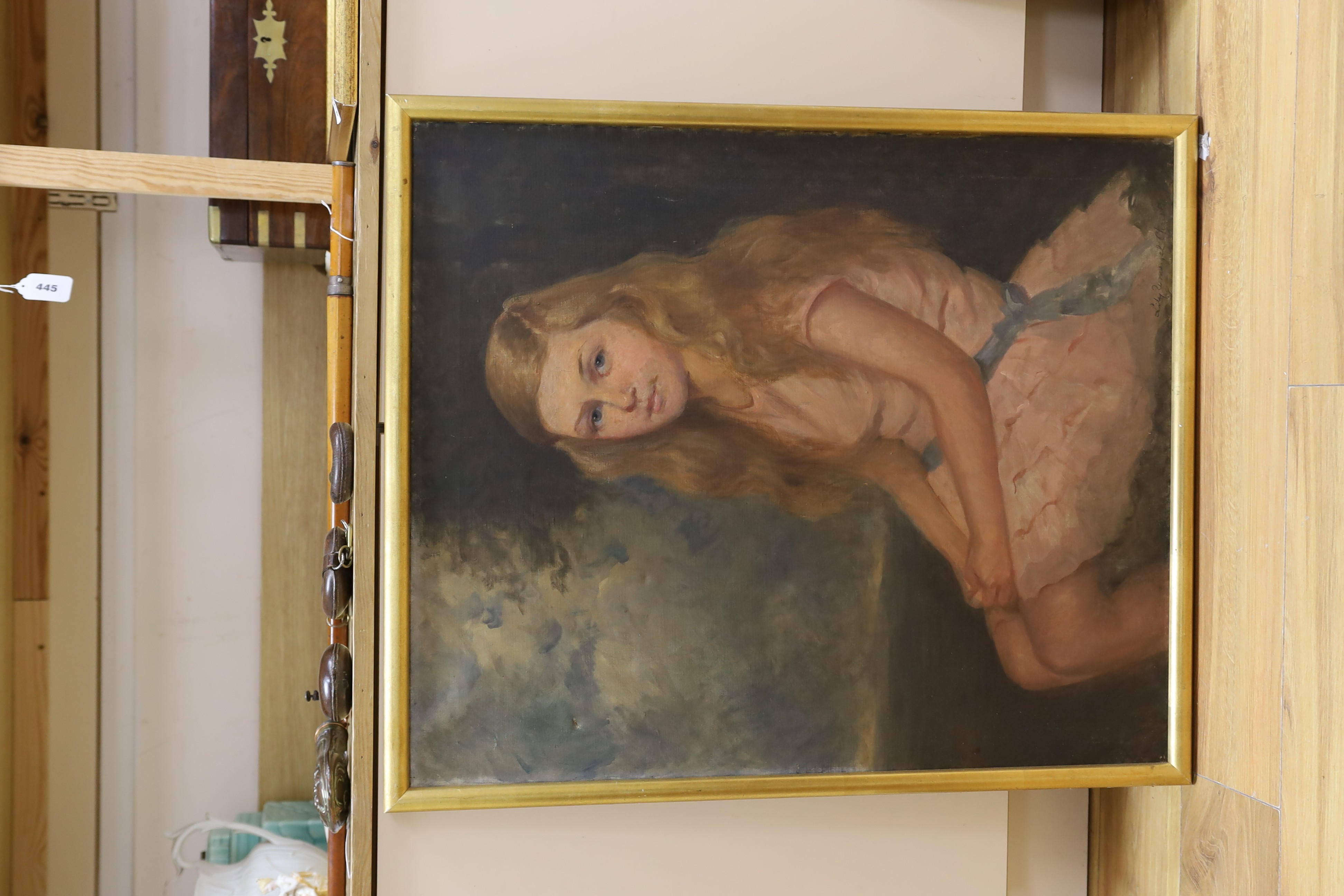 Lily Wrangel Christie (1861-1948), oil on canvas, Portrait of a seated girl, signed, 75 x 63cm